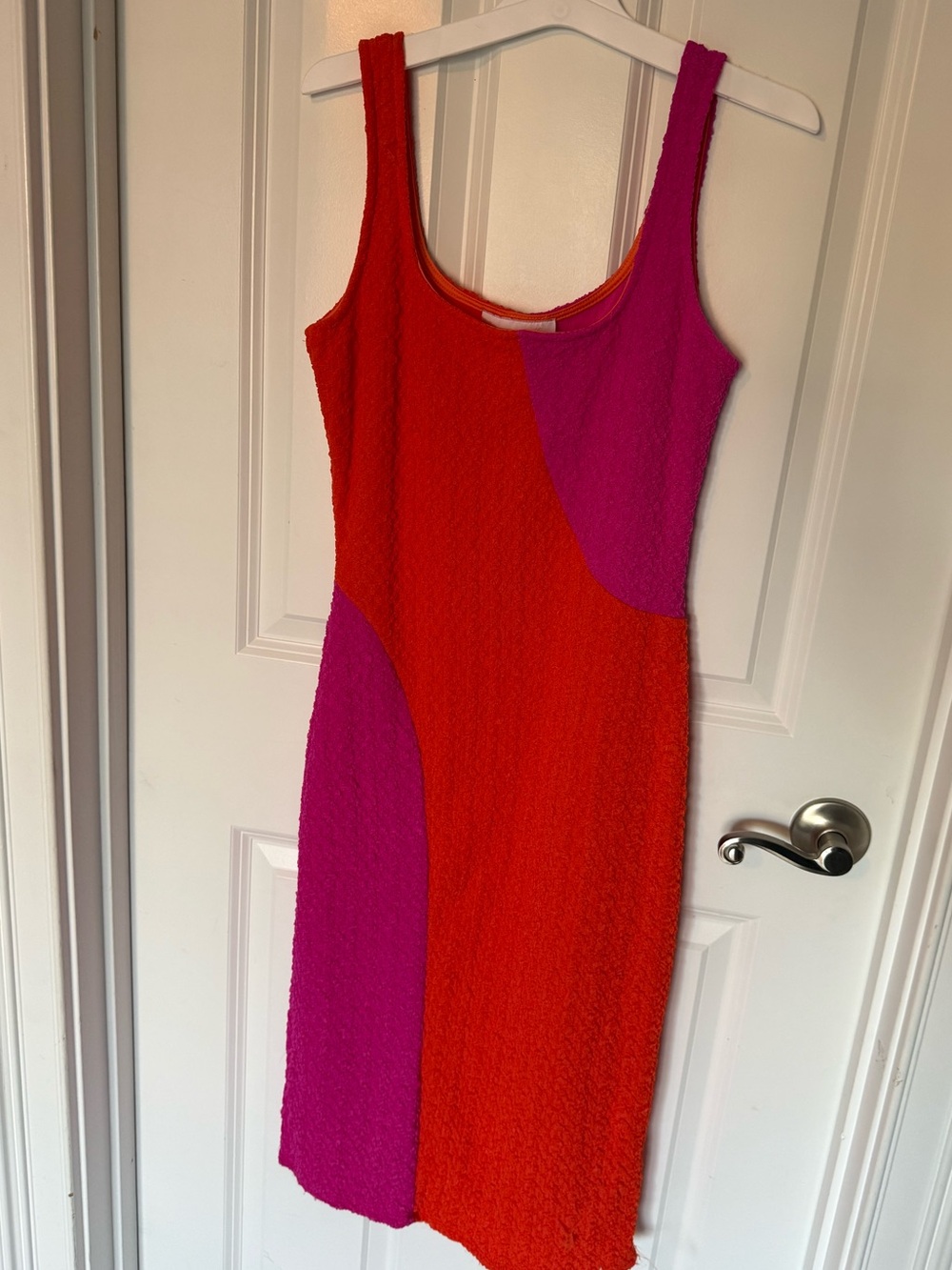 Colorblock Orange and Fuchsia Textured Dress